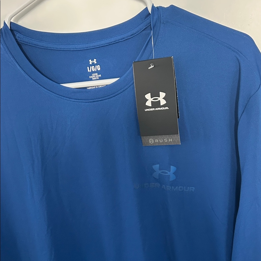 Under Armour Rush Men’s Royal Blue Short-Sleeve Performance Tee L - Picture 2 of 7
